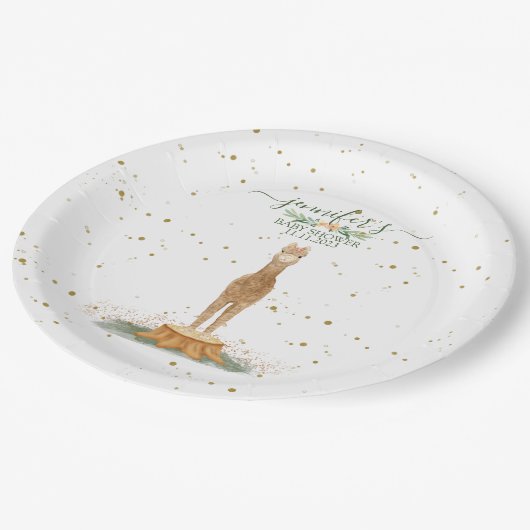 Alpaca Theme Baby Shower Kids Birthday Pappteller (Schrägansicht)