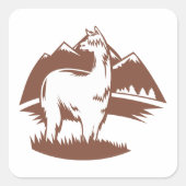 Alpaca und Gebirge Quadratischer Aufkleber (Vorderseite)