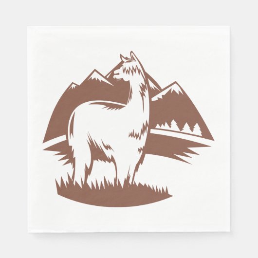 Alpaca und Gebirge Serviette (Vorderseite)