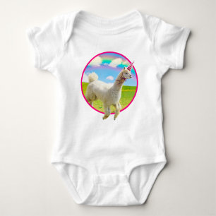 Alpaca Unicorn unter Rainbow Sky Baby Strampler