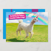 Alpaca Unicorn unter Rainbow Sky Einladung (Vorne/Hinten)