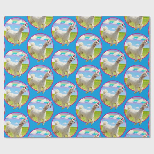 Alpaca Unicorn unter Rainbow Sky Geschenkpapier (Flach)