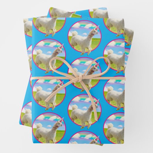 Alpaca Unicorn unter Rainbow Sky Geschenkpapier Set (Beispiel)