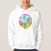 Alpaca Unicorn unter Rainbow Sky Hoodie (Vorderseite)