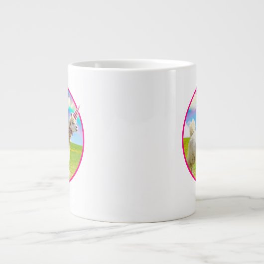 Alpaca Unicorn unter Rainbow Sky Jumbo-Tasse (Vorderseite)
