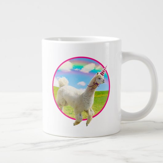 Alpaca Unicorn unter Rainbow Sky Jumbo-Tasse (Rechts)