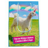 Alpaca Unicorn unter Rainbow Sky Mittlere Geschenktüte (Rückseite)