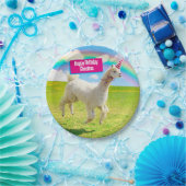 Alpaca Unicorn unter Rainbow Sky Pappteller (Party)