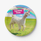 Alpaca Unicorn unter Rainbow Sky Pappteller (Vorderseite)