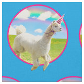 Alpaca Unicorn unter Rainbow Sky Stoff (Nahaufnahme)