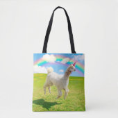 Alpaca Unicorn unter Rainbow Sky Tasche (Vorderseite)
