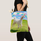 Alpaca Unicorn unter Rainbow Sky Tasche (Von Nahem)