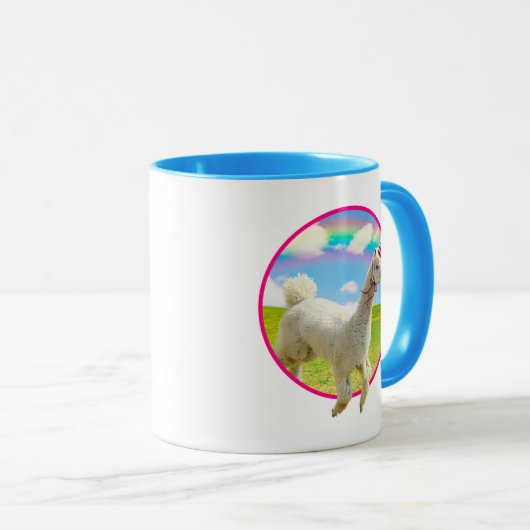 Alpaca Unicorn unter Rainbow Sky Tasse (VorderseiteRechts)