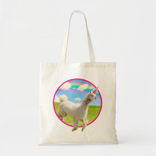 Alpaca Unicorn unter Rainbow Sky Tragetasche