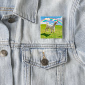 Alpaca Unicorn unter Regenbogen Himmel Button (Beispiel)