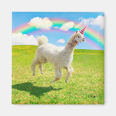 Alpaca Unicorn unter Regenbogen Himmel Magnet (Vorne)