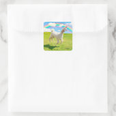 Alpaca Unicorn unter Regenbogen Himmel Quadratischer Aufkleber (Tasche)