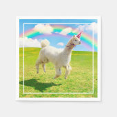 Alpaca Unicorn unter Regenbogen Himmel Serviette (Vorderseite)