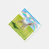 Alpaca Unicorn unter Regenbogen Himmel Serviette (Ecke)