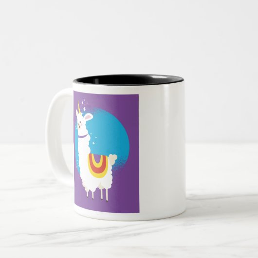 Alpaca Unicorn Zweifarbige Tasse (Vorderseite Links)