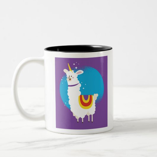 Alpaca Unicorn Zweifarbige Tasse (Links)
