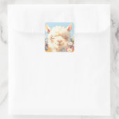 Alpaca Verstecken in Blume Quadratischer Aufkleber (Tasche)
