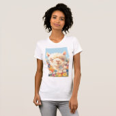 Alpaca Verstecken in Blume T-Shirt (Vorne ganz)