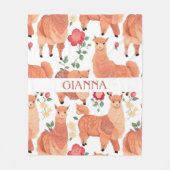 Alpaca Wasserfarbe Personalisiertes Muster Fleecedecke (Vorderseite)