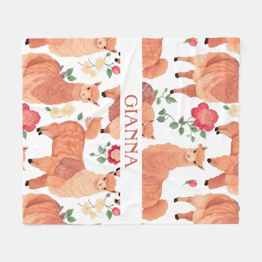 Alpaca Wasserfarbe Personalisiertes Muster Fleecedecke (Vorderseite (Horizontal))