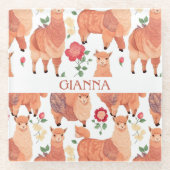 Alpaca Wasserfarbe Personalisiertes Muster Glasuntersetzer (Vorderseite)