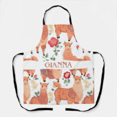 Alpaca Wasserfarbe Personalisiertes Muster Schürze (Vorderseite)
