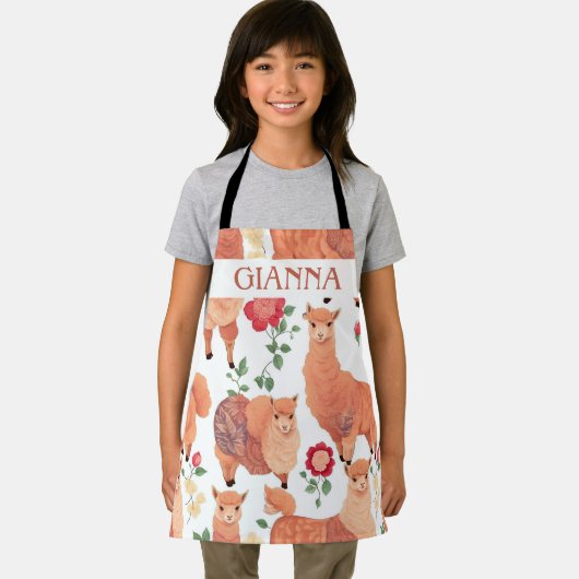 Alpaca Wasserfarbe Personalisiertes Muster Schürze (Insitu)