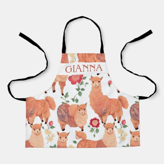 Alpaca Wasserfarbe Personalisiertes Muster Schürze (Vorderseite)