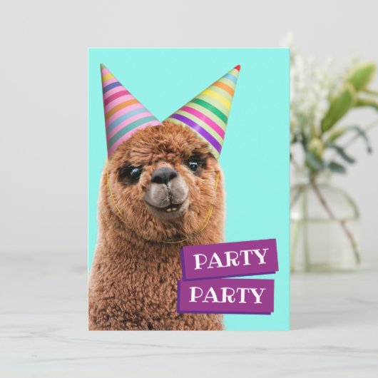 Alpaca Webereihats Party Einladung (Stehend Vorderseite)