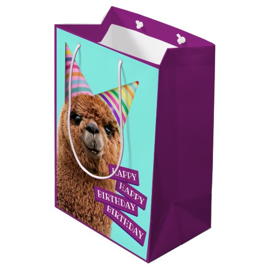 Alpaca Webereihats Party Mittlere Geschenktüte (Rückseite Schrägansicht)