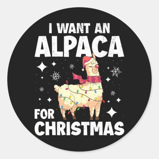 Alpaca Weihnachten Runder Aufkleber (Vorderseite)