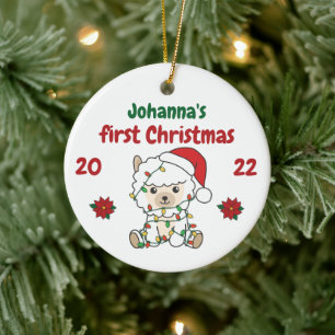 Alpaca Weihnachten Winter Babys erste Weihnachten Keramik Ornament