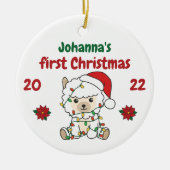 Alpaca Weihnachten Winter Babys erste Weihnachten Keramik Ornament (Vorne)