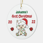 Alpaca Weihnachten Winter Babys erste Weihnachten Keramik Ornament (Links)