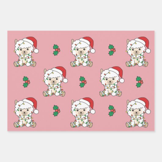 Alpaca Weihnachten Wintertiere Urlaub Alpacas Geschenkpapier Set (Vorderseite 3)