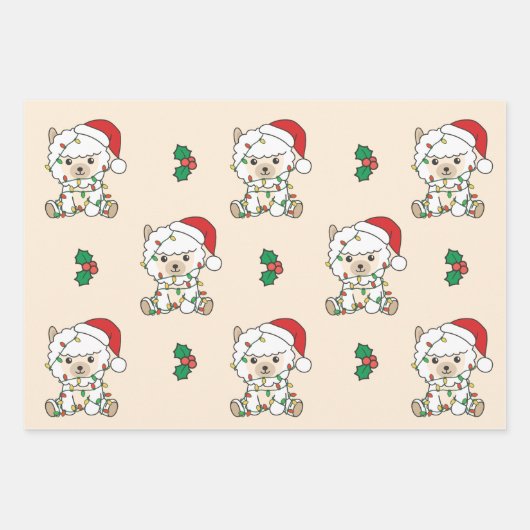 Alpaca Weihnachten Wintertiere Urlaub Alpacas Geschenkpapier Set (Vorderseite)
