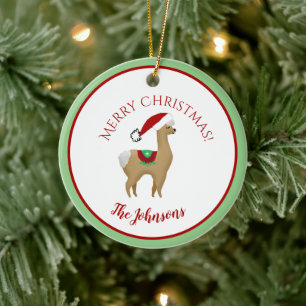 Alpaca Weihnachts-Rundgang Keramik Ornament
