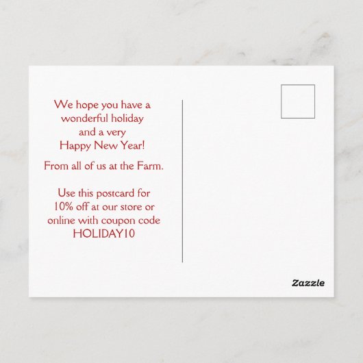 Alpaca Weihnachtsfeiertag Postkarte (Rückseite)