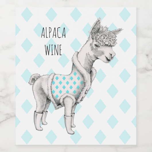 Alpaca Wein (oder Sparkling Wine) Flaschenetikett Weinetikett (Einzelnes Label)