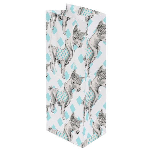 Alpaca Weinbeutel Geschenktüte Für Weinflaschen (Rückseite Schrägansicht)