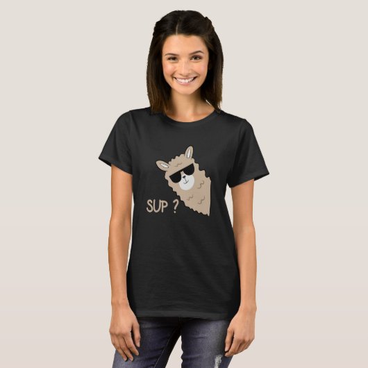 Alpaca with glasses saying llama T-Shirt (Vorne ganz)