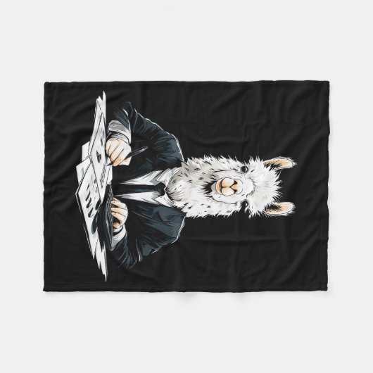 Alpaca Working Writing Motif Drawing Animal Art Al Fleecedecke (Vorderseite (Horizontal))