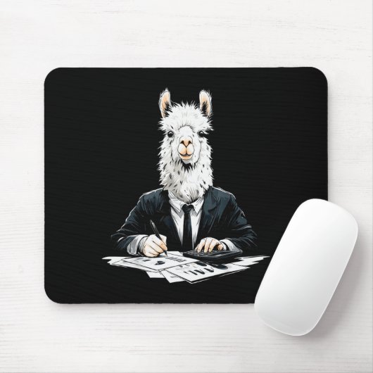 Alpaca Working Writing Motif Drawing Animal Art Al Mousepad (Mit Mouse)