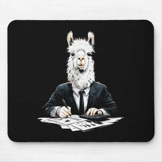 Alpaca Working Writing Motif Drawing Animal Art Al Mousepad (Vorne)