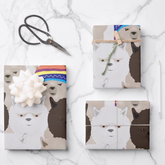 Alpaca Wrapping Paper Sheets Geschenkpapier Set (Vorderseite)